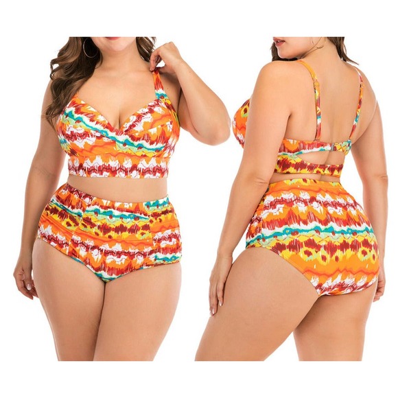 Plus size two piece swimsuit women beach wear - Picture 1 of 7